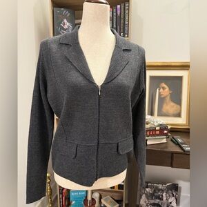 MORGANO | Italian Women's Charcoal Zip-Front Knit Blazer Large